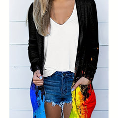 Splash Print Open Front Cardigan