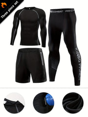 Men's 3 Piece Compression Suit Set for Sports & Fitness