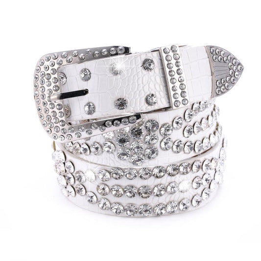 Y2K Rhinestone PU Belt Hip Hop Jeans Pants Punk Western Cowboy Cowgirl Belts