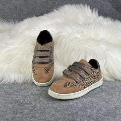 Girl's Leopard Skate Shoes Hook And Loop Fastener Sneakers