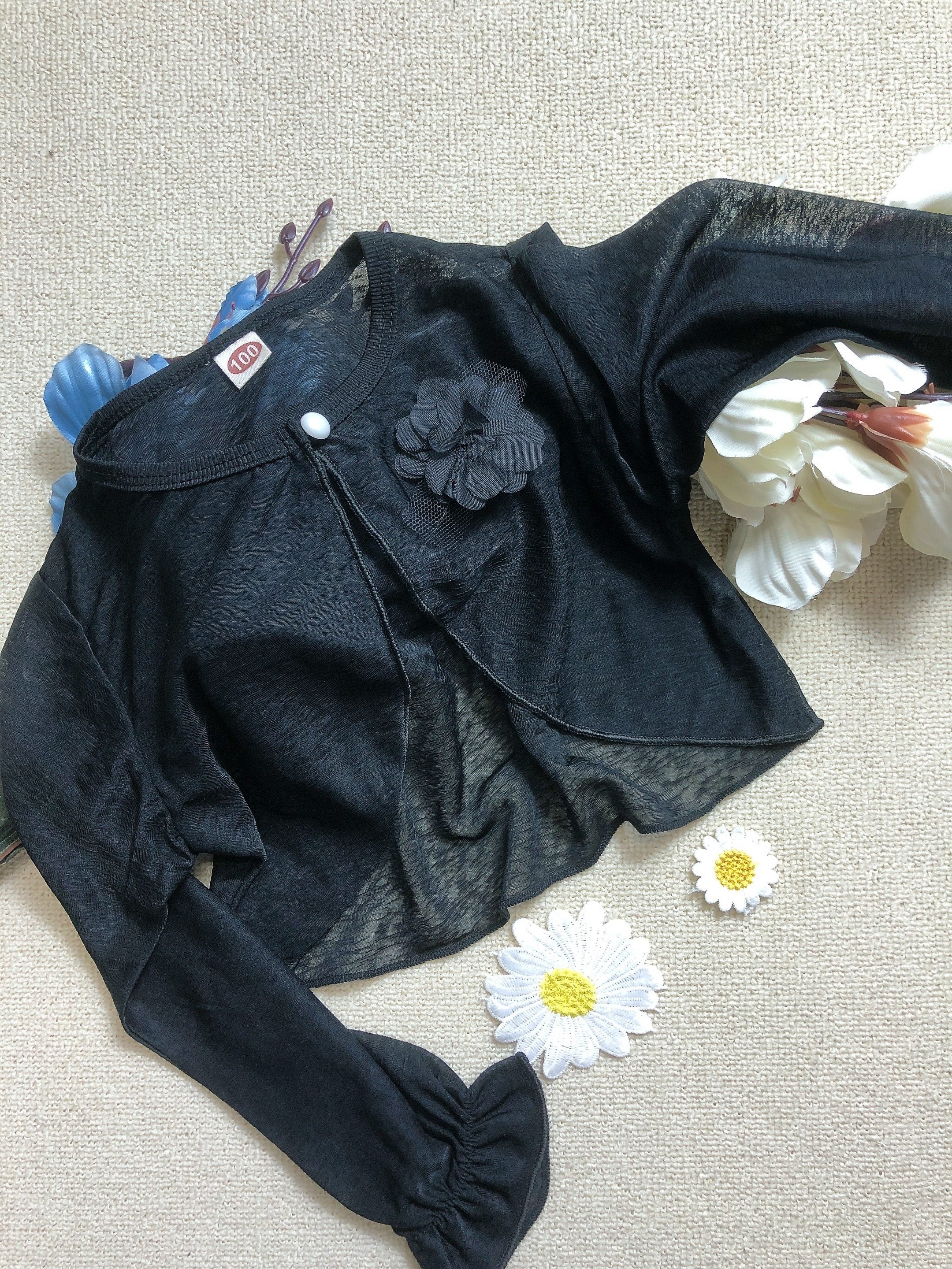 Kid s Sunscreen Shawl Long Sleeve UV Protection Cardigan Flower Decor Top