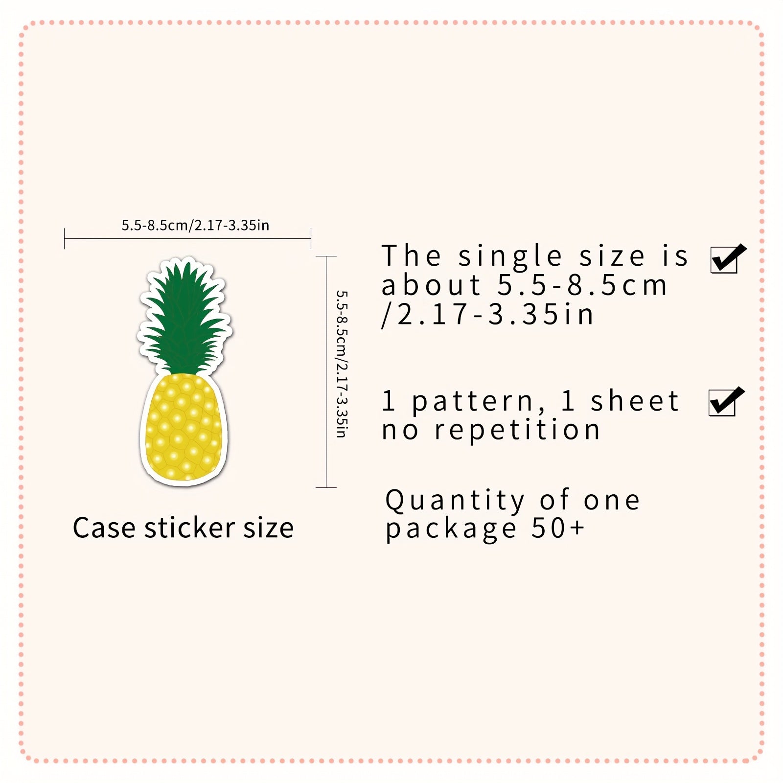 50 Pineapple Pattern Waterproof Stickers Water Bottles Laptop Luggage