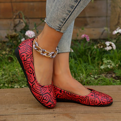 Women's Geometric Pattern Flat Shoes Slip On Casual Lightweight Walking Shoes