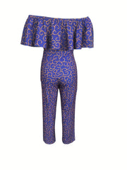 Off Shoulder Ruffle Trim Jumpsuit for Women
