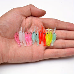 50pcs Soft Shrimp Lures Luminous Artificial Baits for Bass Crappie