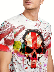 Colorful Skull Print Men's T-shirt 3D Digital Top Crew Neck