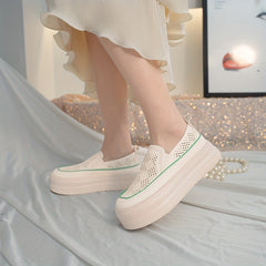 Women's Platform Loafers Hollow Out Breathable Slip On Shoes