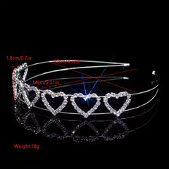 Heart Rhinestone Double Hair Band Bridal Wedding Headdress