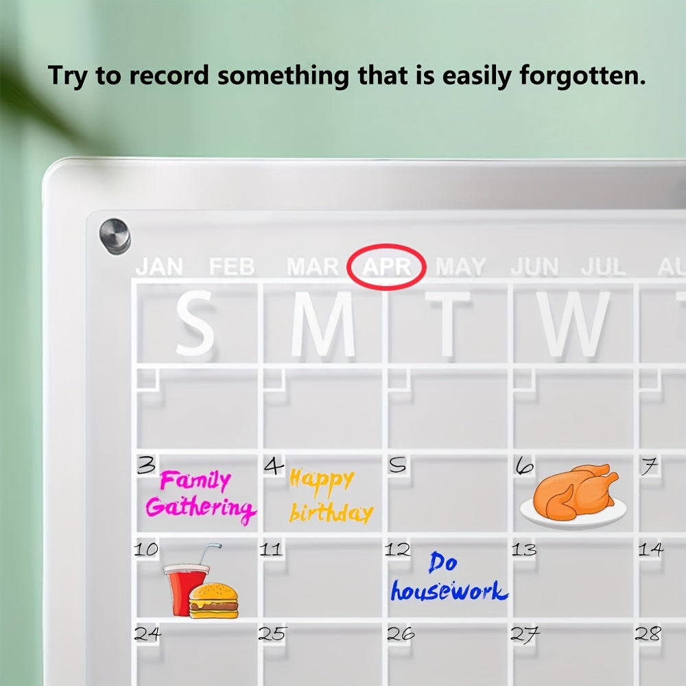 Acrylic Magnetic Dry Erase Board Calendar For Fridge - Clear Reusable Calendar