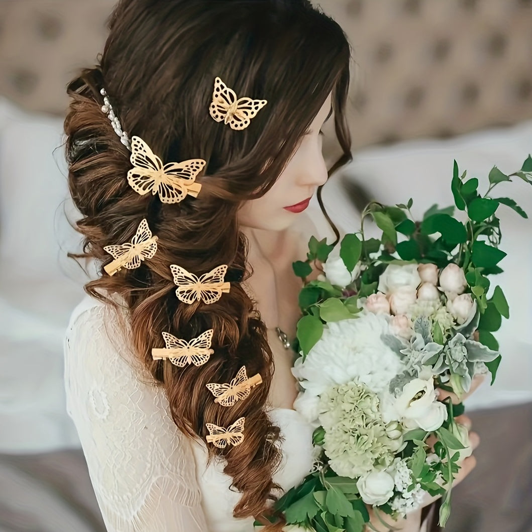 8pcs Butterfly Shaped Hair Clips Metal Hair Pins Hair Accessories For Women