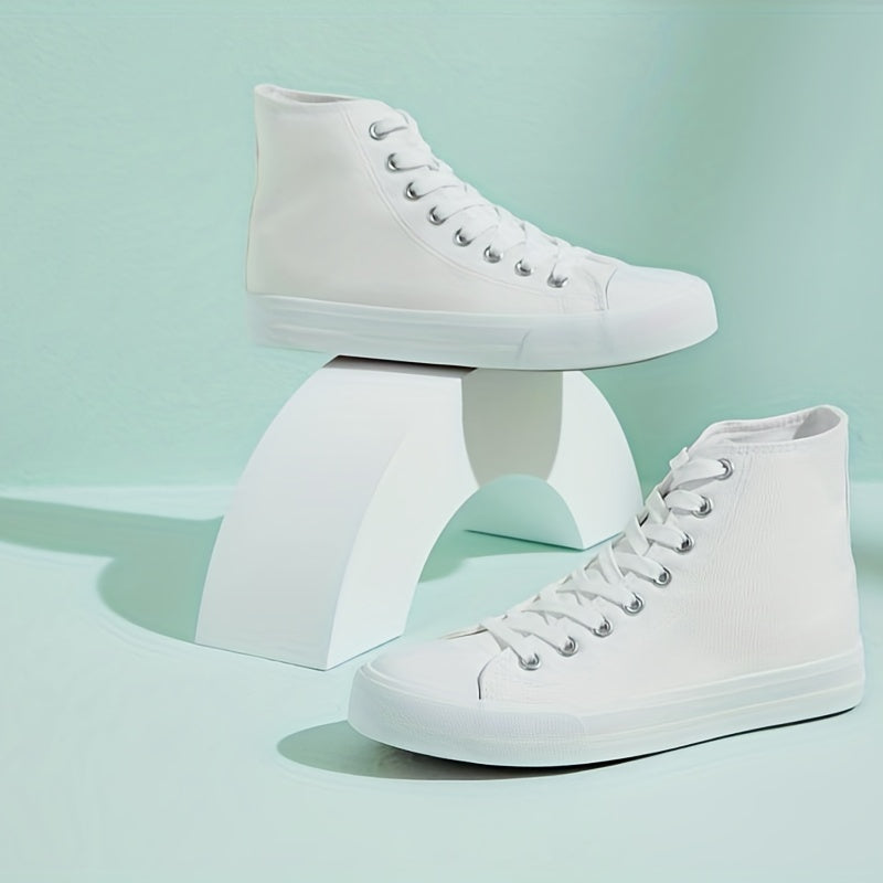 Women's High Top Canvas Lace Up Flat Walking Shoes