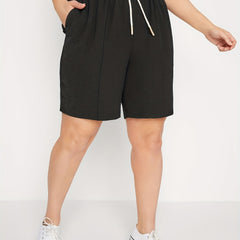 Casual Shorts Women's Plus Elastic Waist Loose Wide Leg Drawstring Sho