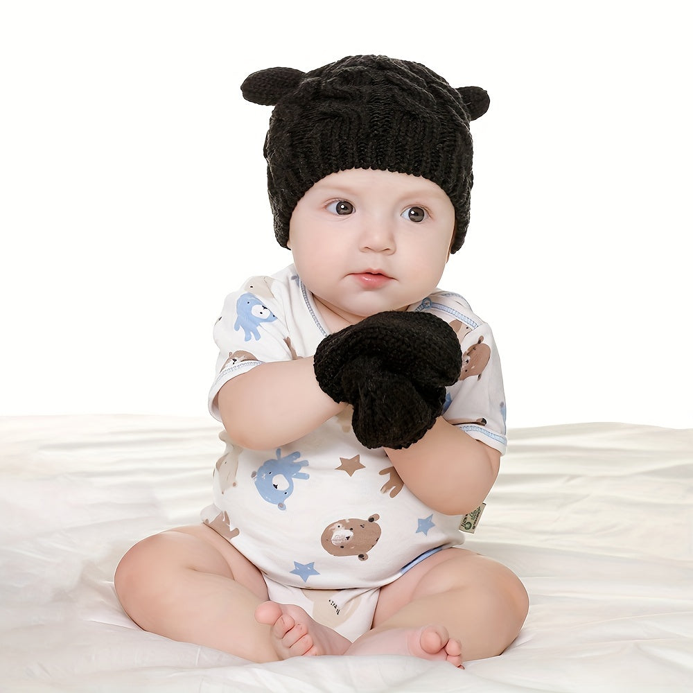 Baby Hat Knitted Hat & Gloves Set for Boys and Girls