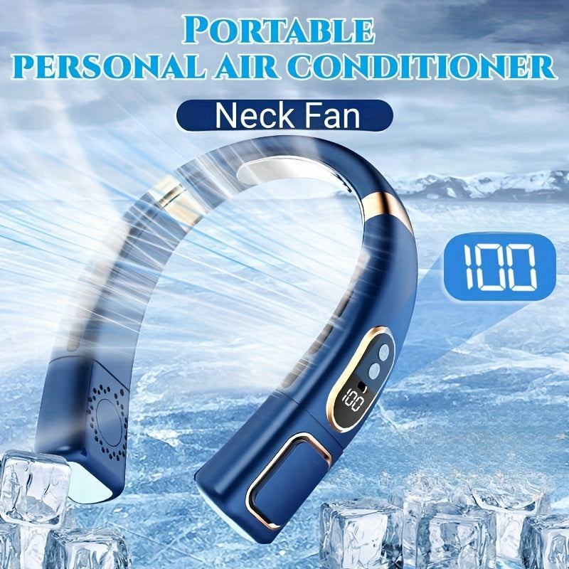 2PCS Portable Neck Fan Ice Porcelain Sheet Cooling Fast Charging 5 Wind Speeds