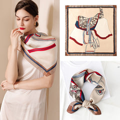 Women's Plaid Double Sided Square Silk Scarf
