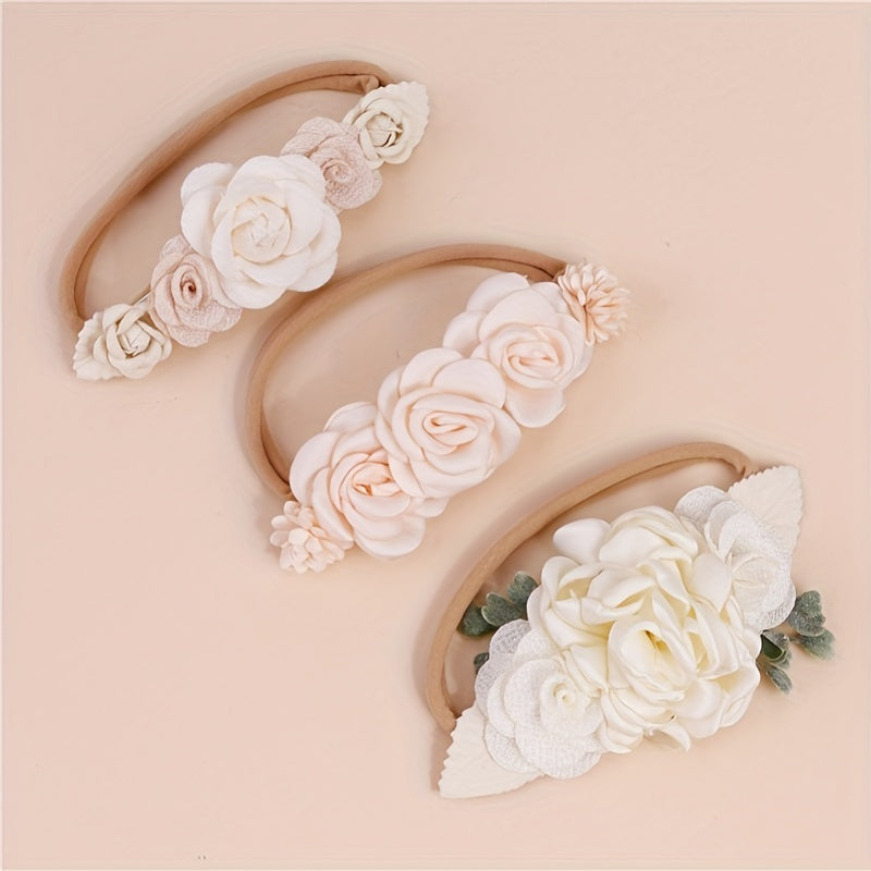 3 Pcs Cute Flower Hairbands for Baby Girls Infants Toddlers