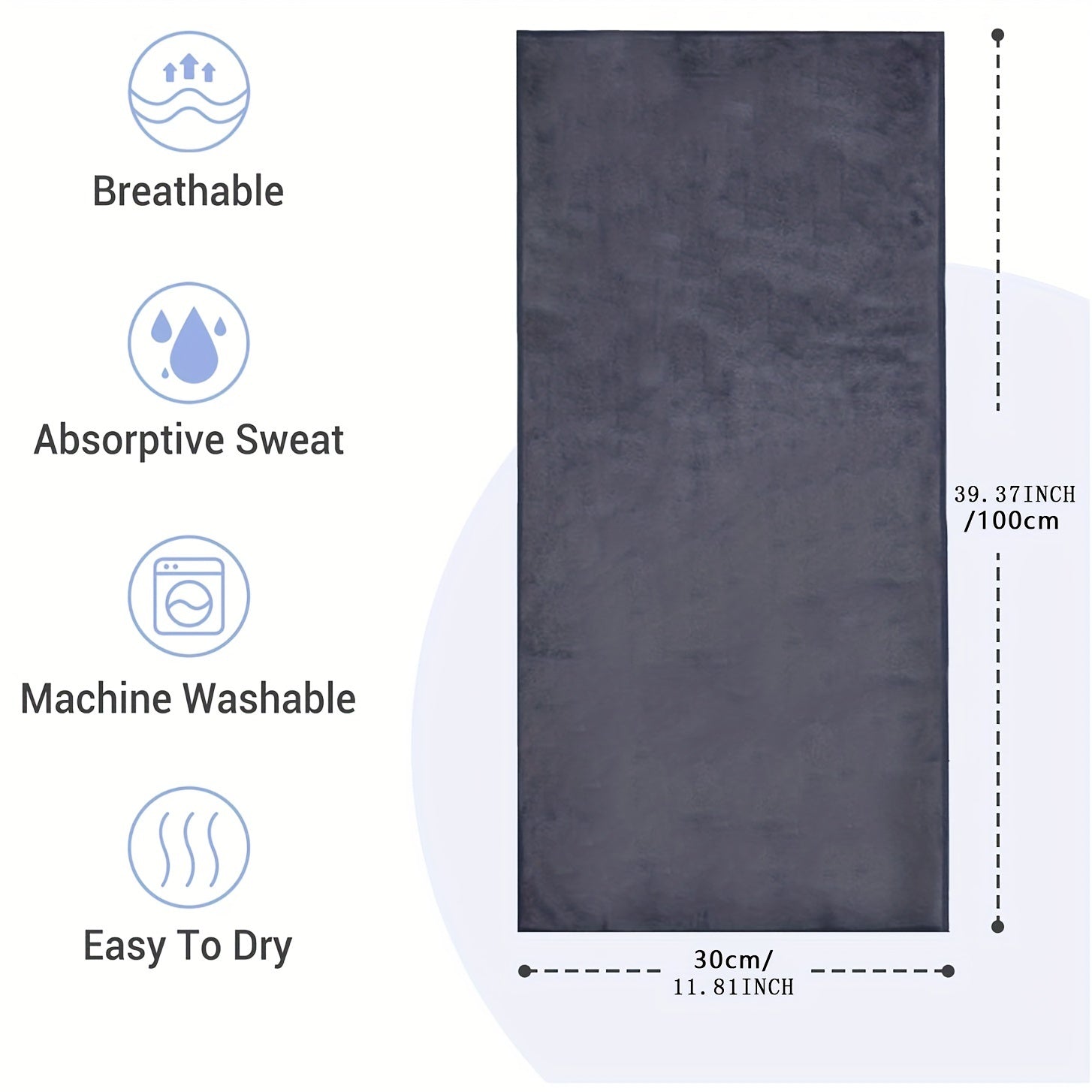 Soft Microfiber Towel 11.81 x 39.37 - Fitness, Yoga, Travel