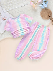 Toddler Tie Dye 2pcs T shirt & Sweatpants Set Kids Clothes For Summer