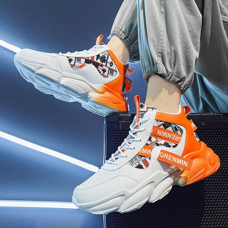 Men's High Top Dad Shoes Lace-up Sneakers Athletic Running Basketball Gym
