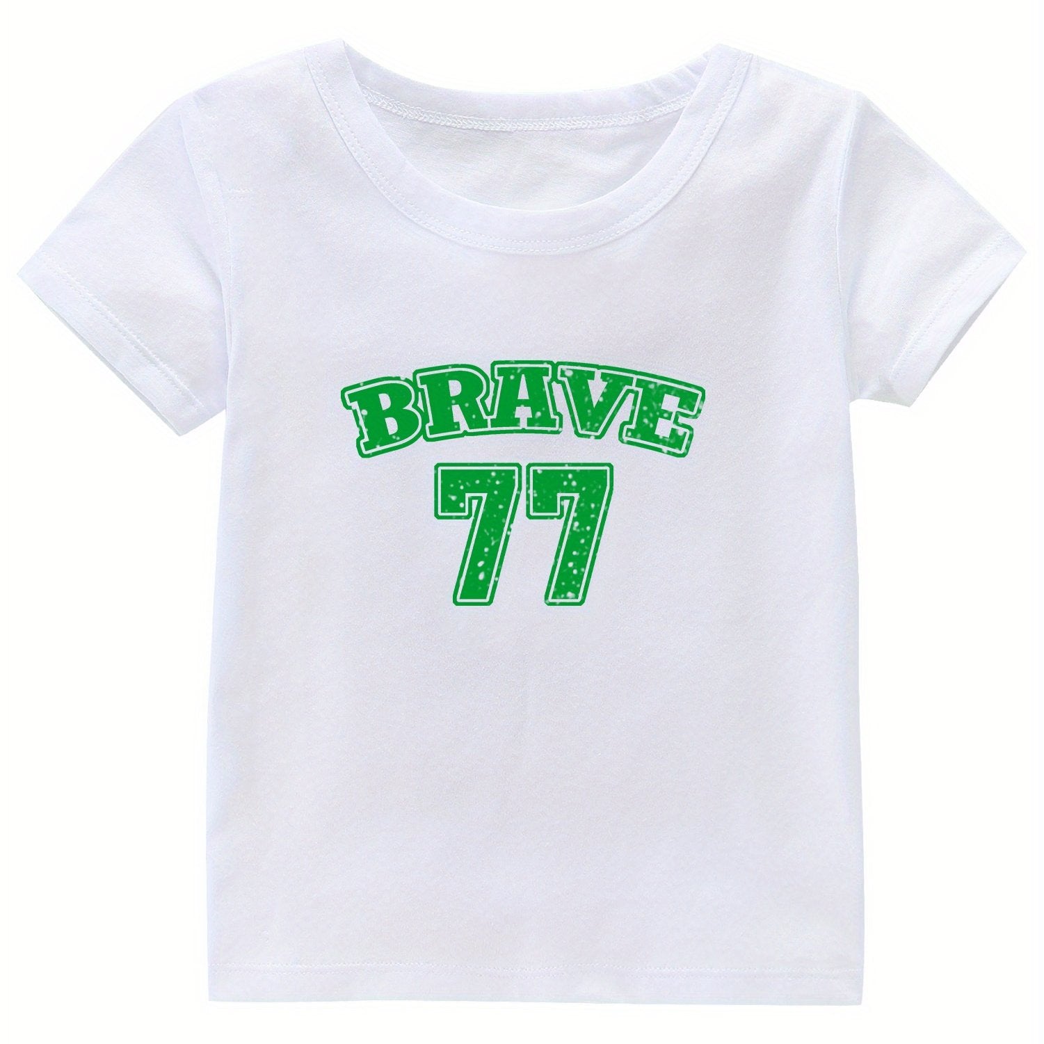 Brave 77 Print Girl's Cotton T shirt Casual Slight Stretch Tee