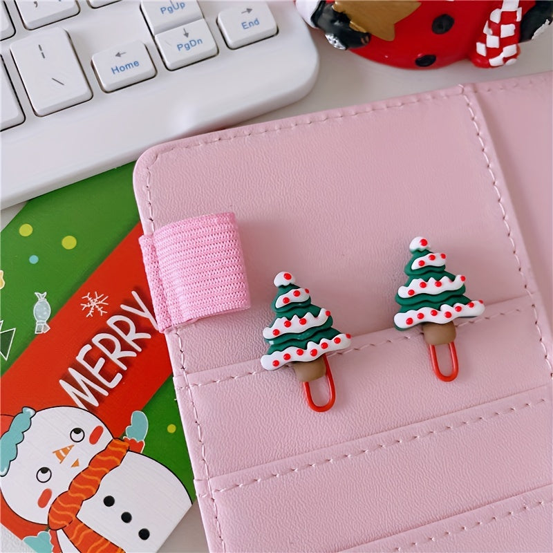 10pcs Christmas Resin Paper Clip Office File Storage Finishing