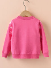Girls Flower Print Knitted Pullover Sweater for Autumn/Winter