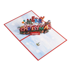 Merry Christmas Pop Up Card 3D Greeting Card Holiday Winter Card
