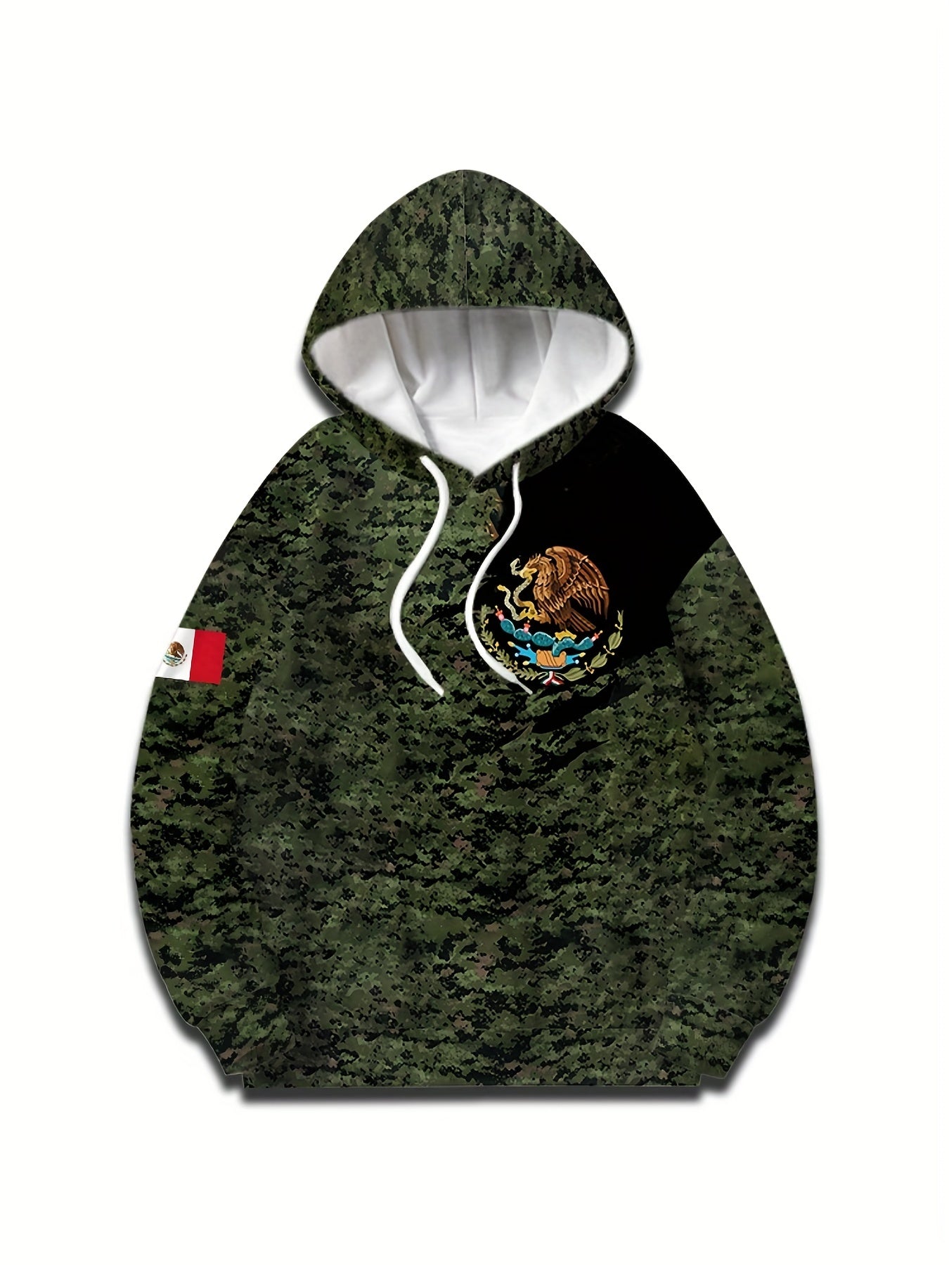 Mexico Eagle Print Camo Hoodie Mens Graphic Hooded Pullover