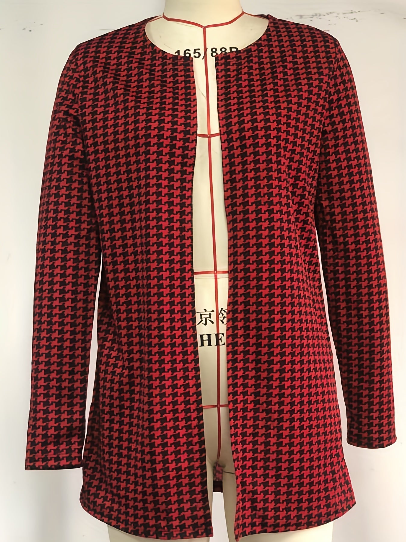 Plaid Print Crew Neck Jacket for Women