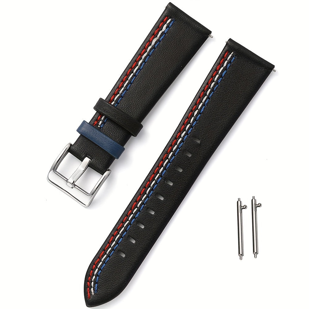Colorful Leather Watch Strap Spring Bars 20mm22mm