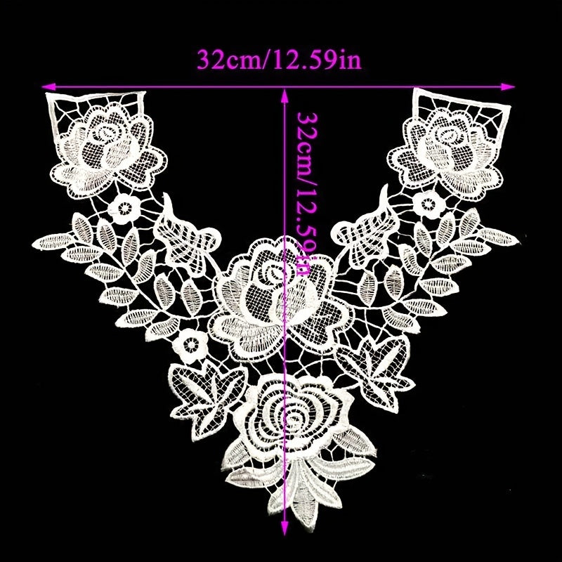 3D Hollow Lace Fabric Dress Applique Lace Neckline Sewing Trims DIY Lace Col