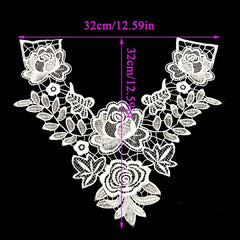 3D Hollow Lace Fabric Dress Applique Lace Neckline Sewing Trims DIY Lace Col