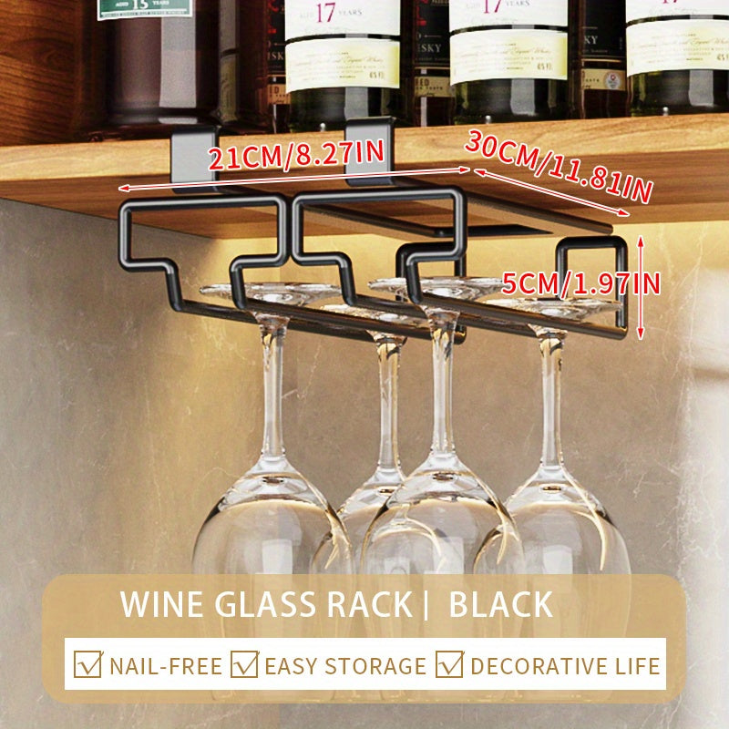 Inverted Perforated Wine Glass Rack Hanging Holder Under Cabinet Coffee Cup
