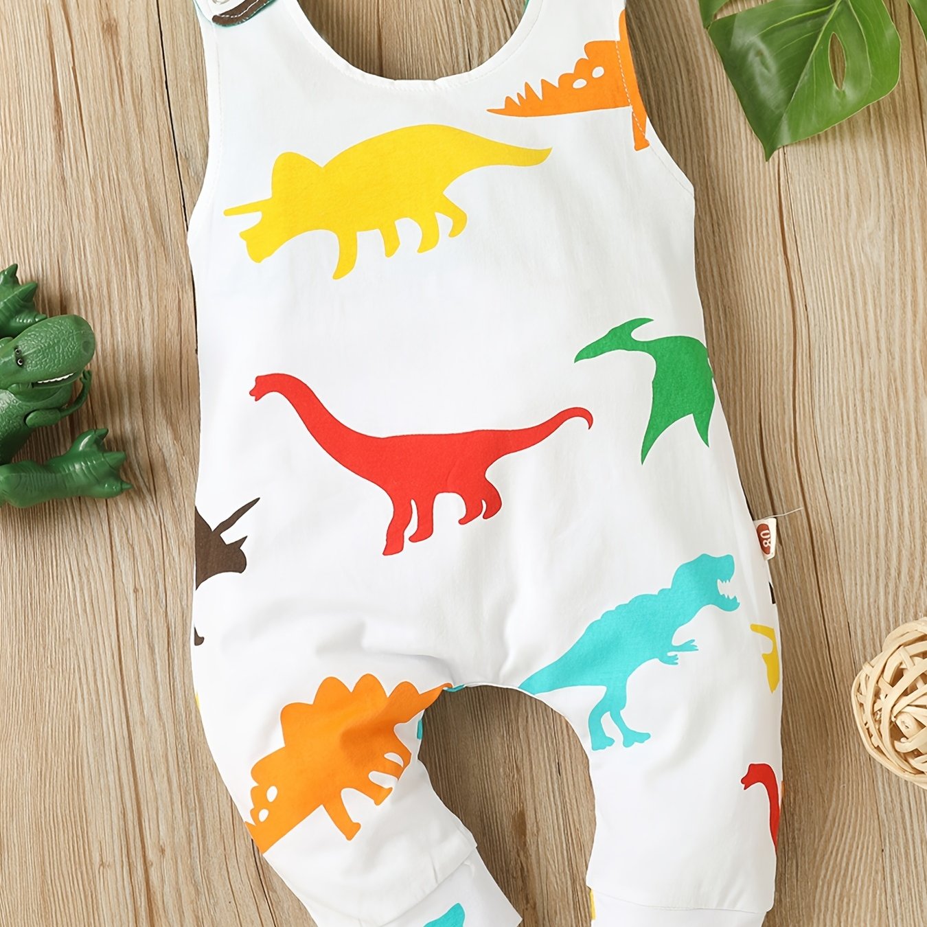 Dinosaur Print Romper Sleeveless Jumpsuit for Baby