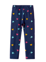 3pcs Girls Heart Print Leggings Breathable Casual Pants For Kids