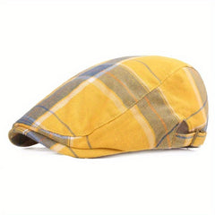 Men's Checkered Peaked Cap for Summer Sun Protection