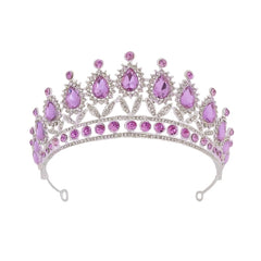 Purple Rhinestone Bridal Crown Princess Crystal Headband Hair Accessories