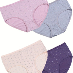 4 Pack Plus Size Floral Print Soft Briefs Set