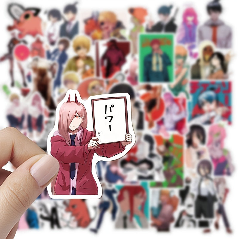 50pcs Chainsaw Man Denji Power Stickers Waterproof Graffiti Decals