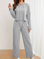 Ribbed Hoodie & Pants 2 Piece Set