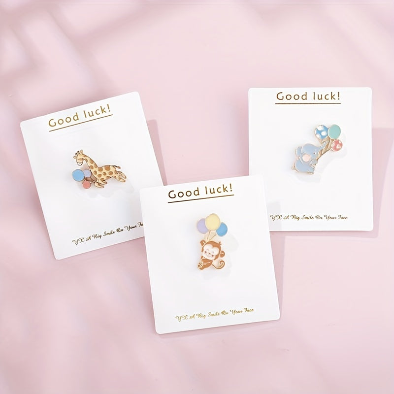 Animal Brooch Set for Girls Elephant Monkey Giraffe Balloon Pins