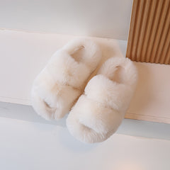 Soft Plush Cozy Slippers Girls Anti-skid Slip-on Shoes Indoor Home