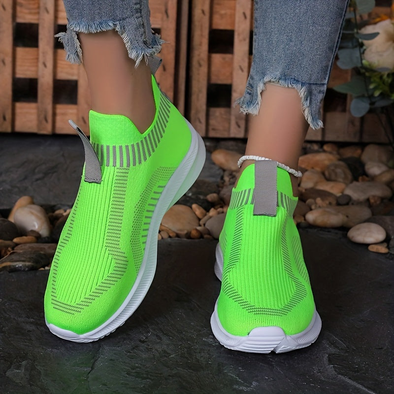 Women's Breathable Knit Sneakers Slip On Shoes Lightweight Low Top Walking Shoes