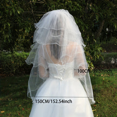 Bridal Wedding Veil With Comb White Faux Pearl Hair Accessories