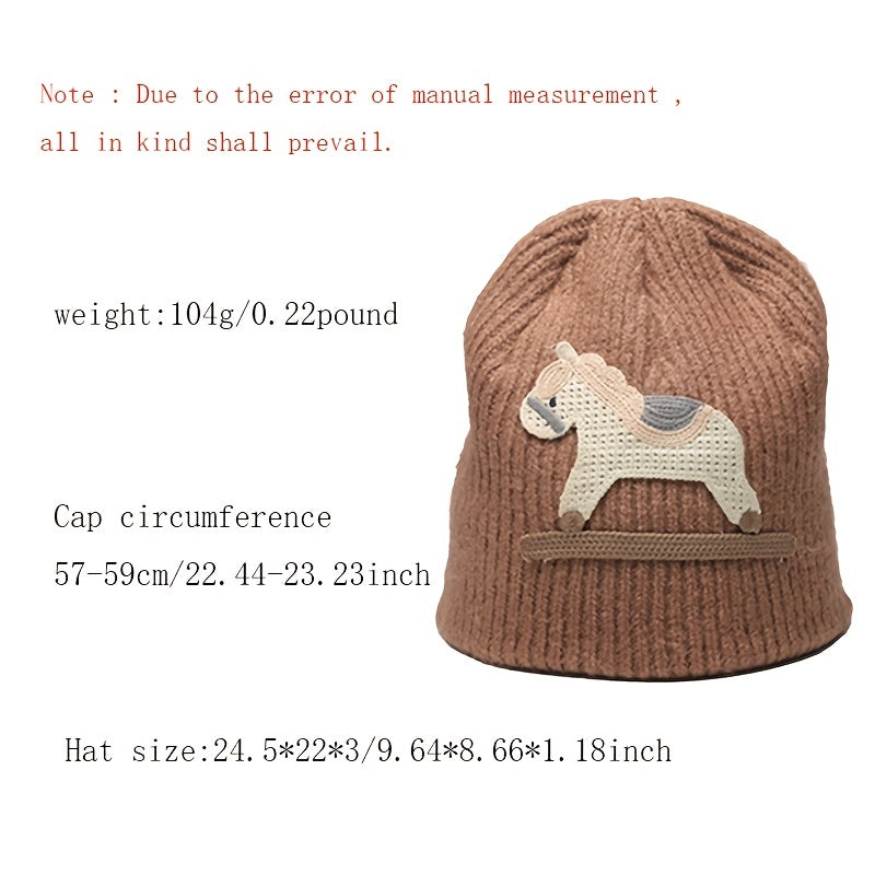 Animal Horse Knit Hat Skull Cap for Women Girls
