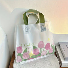 6pcs Tulip Clothes Shop Tote Bag Plastic Shopping Gift Packaging Bag