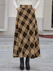 Plaid Maxi Skirt with Pockets