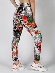 Floral Print Skinny Stretchy Leggings High Waist Yoga Leggings