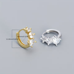 Girl's Copper Zircon Triple Pearl Earrings, Light Romantic Jewelry