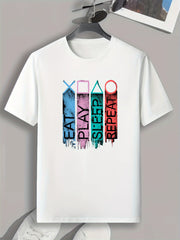 Geometry and Letters Print Men's Graphic Tee for Summer